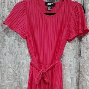 DKNY Fuchsia Pleated Midi Dress